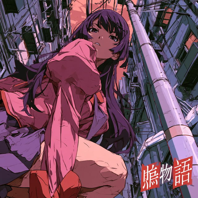 Bakemonogatari style, Midjourney V8.2, render 3 of 4