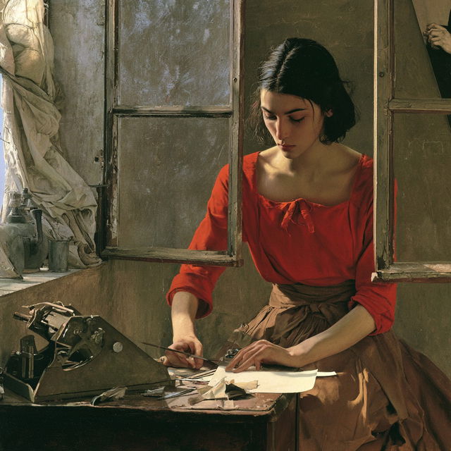 Balthus style, Midjourney V8.2, render 2 of 4