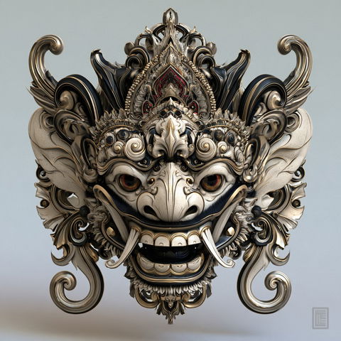 Barong mask style (Genres), Midjourney V8.2