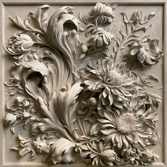 Bas-relief style, Midjourney V8.2, render 2 of 4