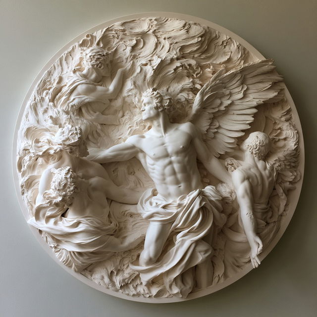 Bas-relief style, Midjourney V8.2, render 1 of 4