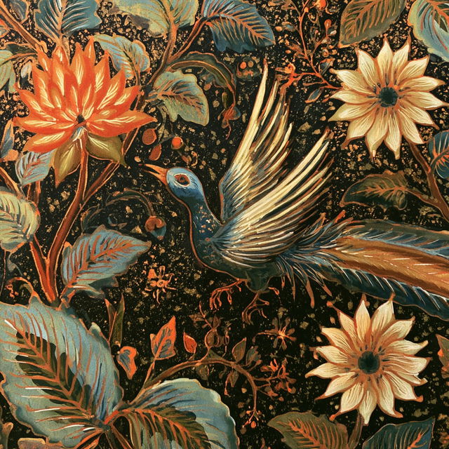 Batik style, Midjourney V8.2, render 4 of 4