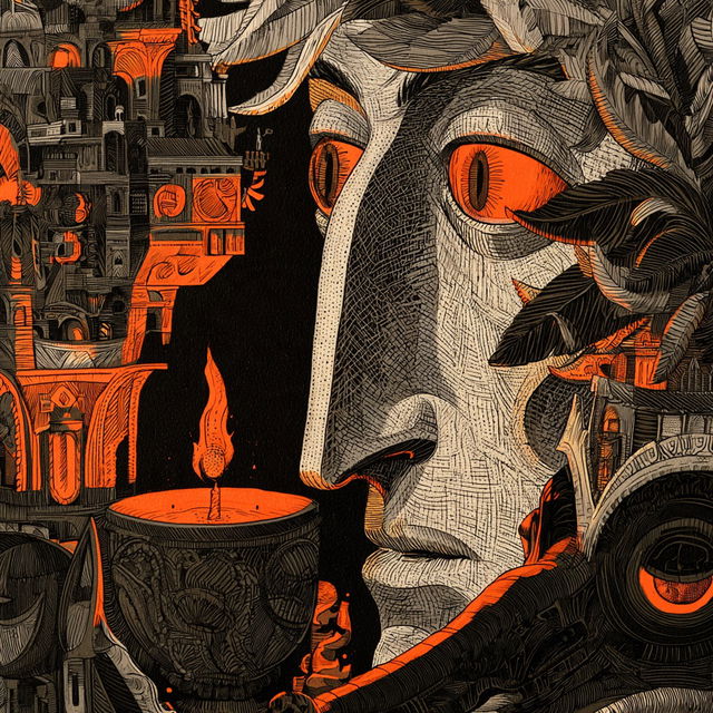 Cinder Gauge Engraving style, Midjourney V8.2, render 3 of 4