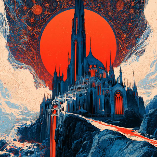 Crimson Burin Cathedrals style, Midjourney V8.2, render 4 of 4