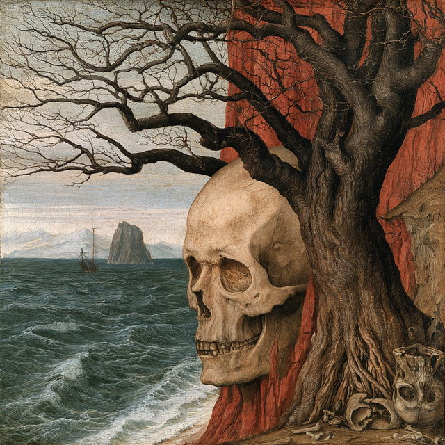 Skullmarch Chalcography style, Midjourney V8.2, render 1 of 4