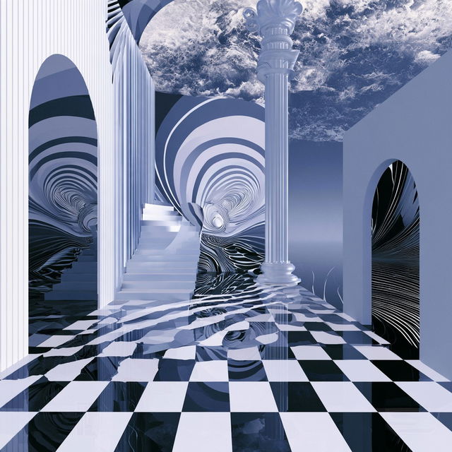 Hyperspatial Meander style, Midjourney V8.2, render 1 of 4