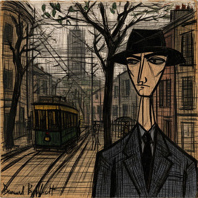 Bernard Buffet style, Midjourney V8.2, render 4 of 4