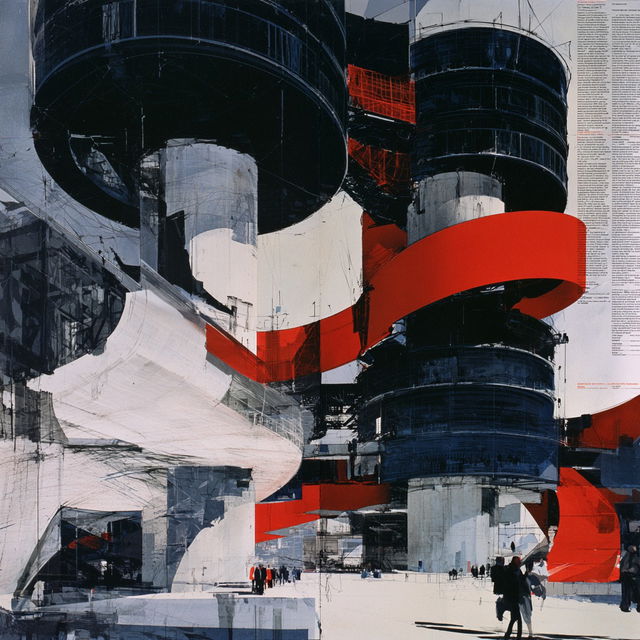 Bernard Tschumi style, Midjourney V8.2, render 3 of 4