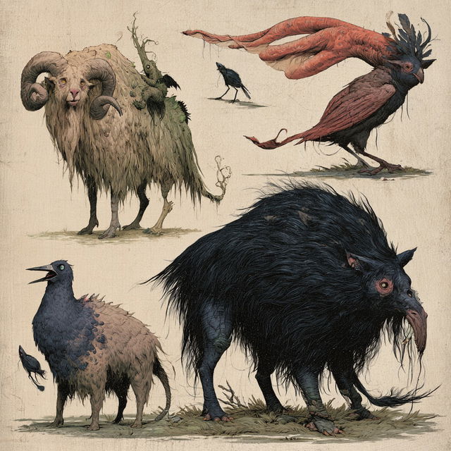 Bestiary style, Midjourney V8.2, render 4 of 4