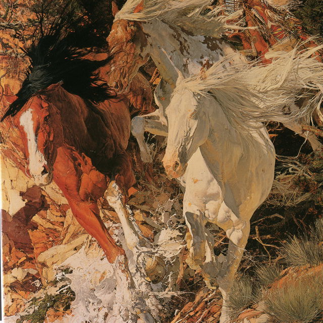 Bev Doolittle style, Midjourney V8.2, render 1 of 4