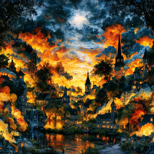 Pyrofolia Castellism style, Midjourney V8.2, render 4 of 4