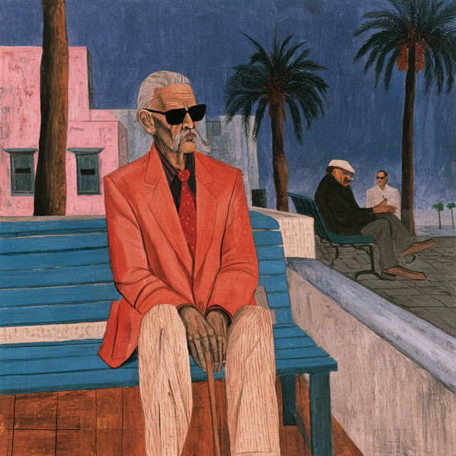 Bhupen Khakhar style, Midjourney V8.2, render 1 of 4