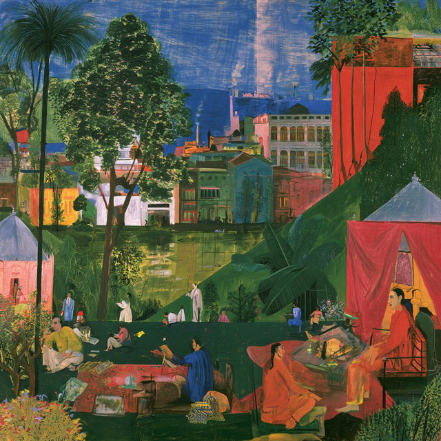 Bhupen Khakhar style, Midjourney V8.2, render 4 of 4