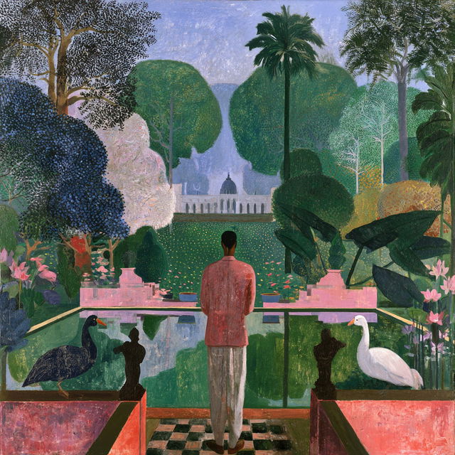 Bhupen Khakhar style, Midjourney V8.2, render 3 of 4