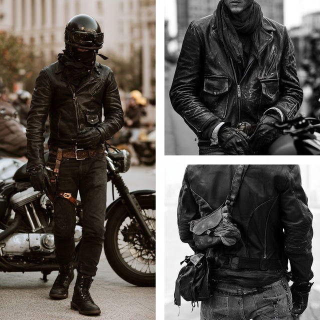 Biker fashion style, Midjourney V8.2, render 2 of 4