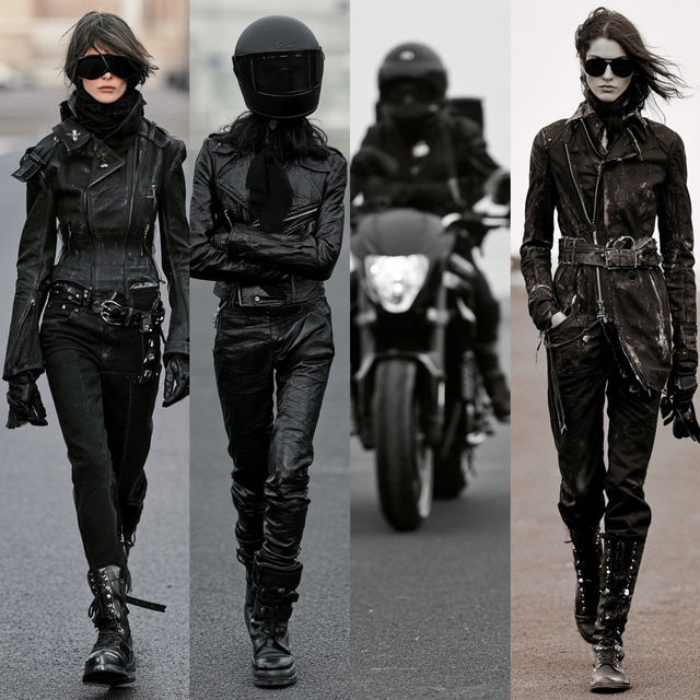 Biker fashion style, Midjourney V8.2, render 1 of 4