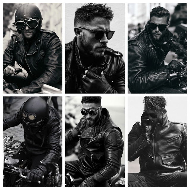 Biker fashion style, Midjourney V8.2, render 3 of 4