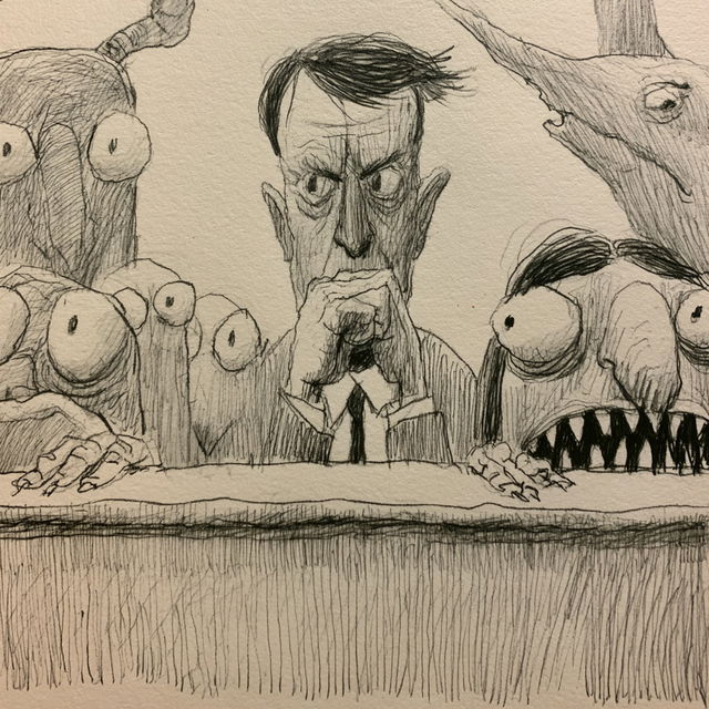 Bill Plympton style, Midjourney V8.2, render 4 of 4