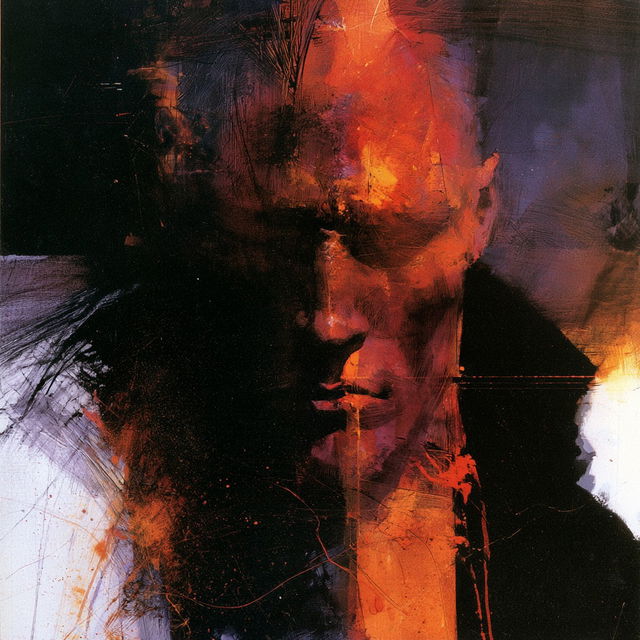 Bill Sienkiewicz style, Midjourney V8.2, render 3 of 4