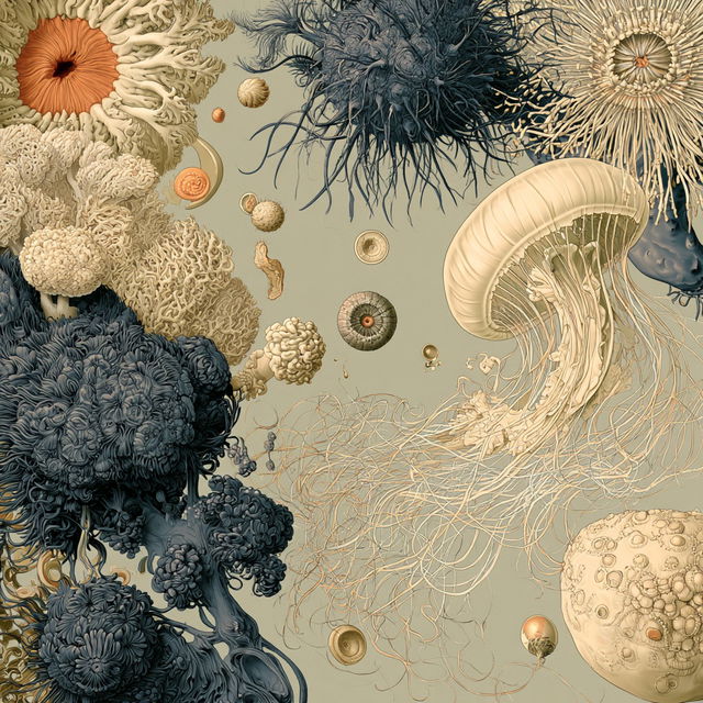 Biological illustration style, Midjourney V8.2, render 2 of 4