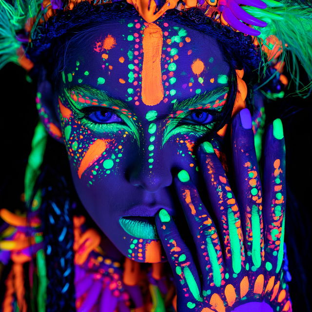 Blacklight paint style, Midjourney V8.2, render 1 of 4