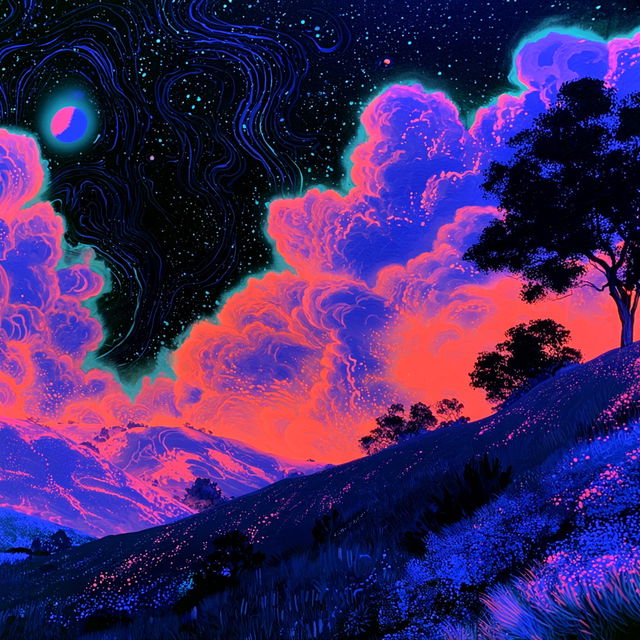 Blacklight paint style, Midjourney V8.2, render 4 of 4