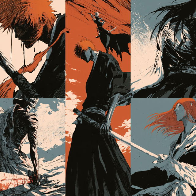 Bleach style, Midjourney V8.2, render 1 of 4