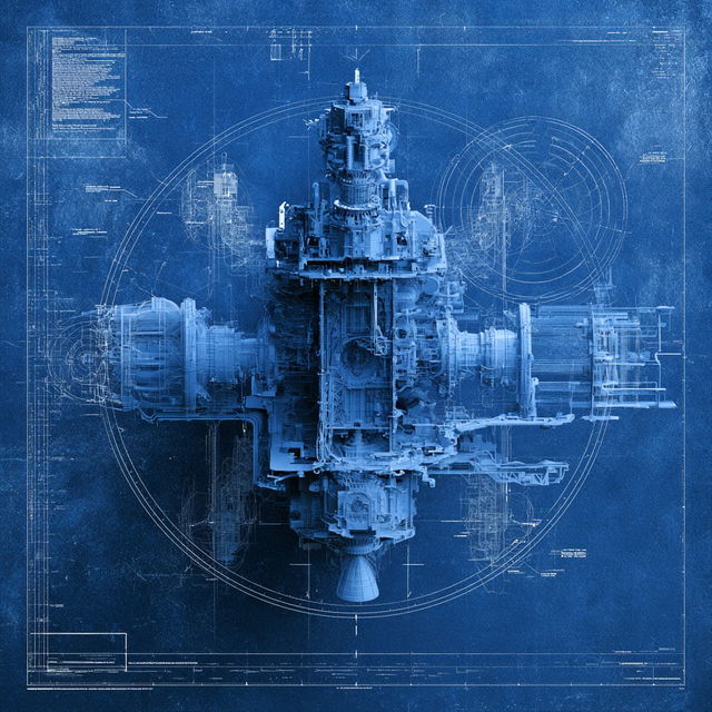 Blueprint style, Midjourney V8.2, render 1 of 4