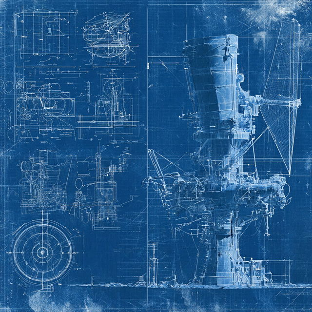 Blueprint style, Midjourney V8.2, render 3 of 4