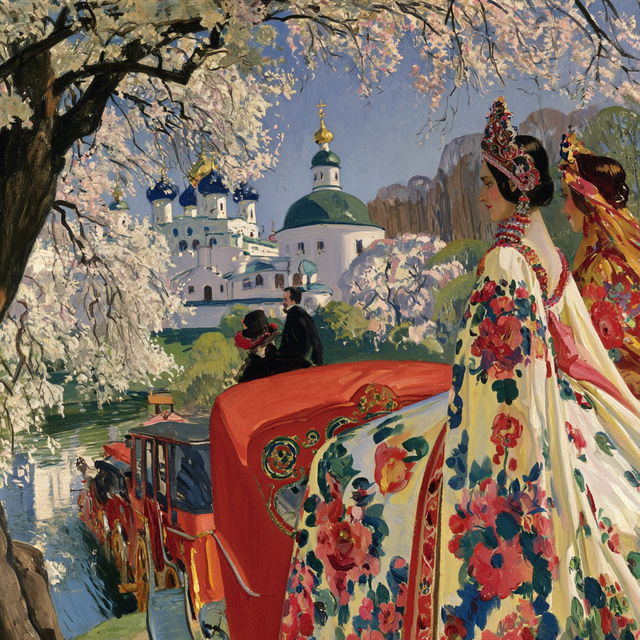 Boris Kustodiev style, Midjourney V8.2, render 2 of 4