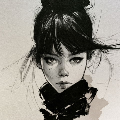 Brush pen drawing style (Techniques), Midjourney V8.2