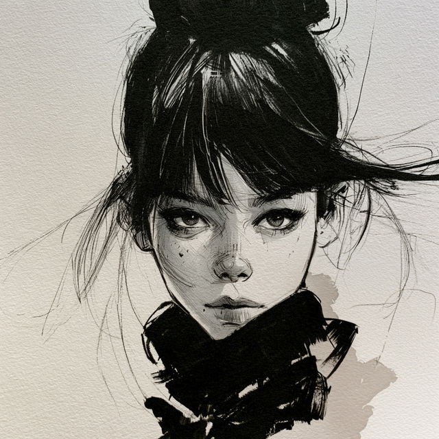 Brush pen drawing style, Midjourney V8.2, render 1 of 4