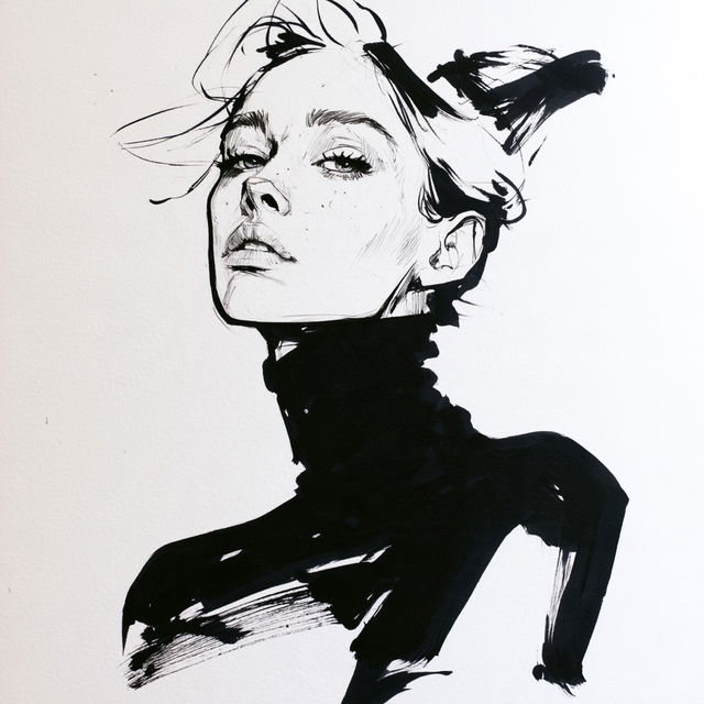 Brush pen drawing style, Midjourney V8.2, render 4 of 4