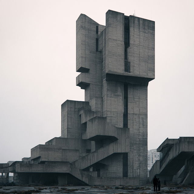 Brutalism style, Midjourney V8.2, render 2 of 4