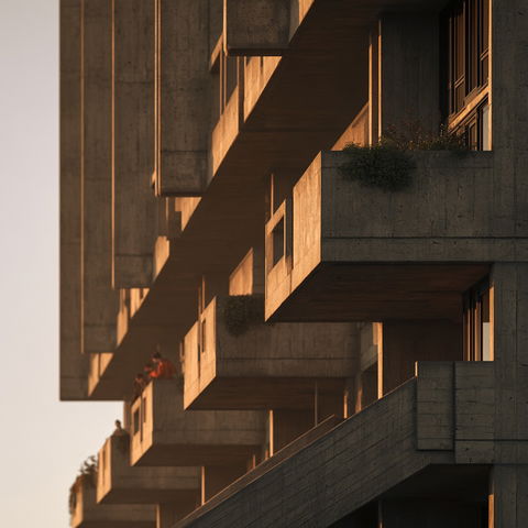 Brutalism style (Genres), Midjourney V8.2