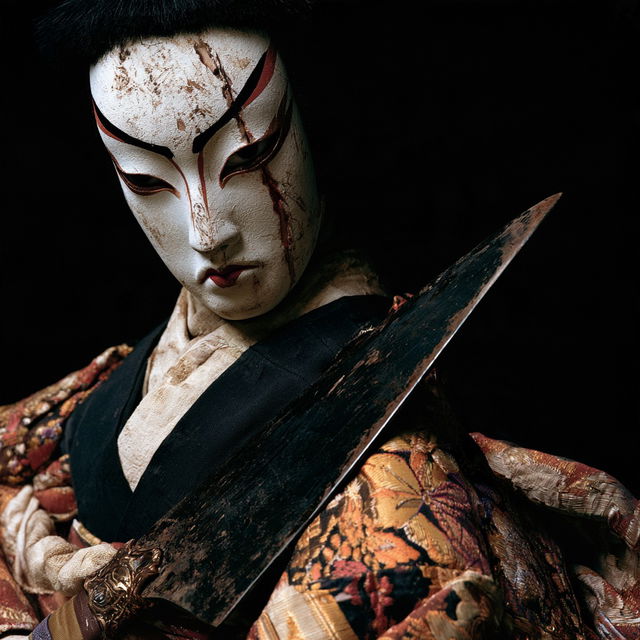 Bunraku style, Midjourney V8.2, render 1 of 4