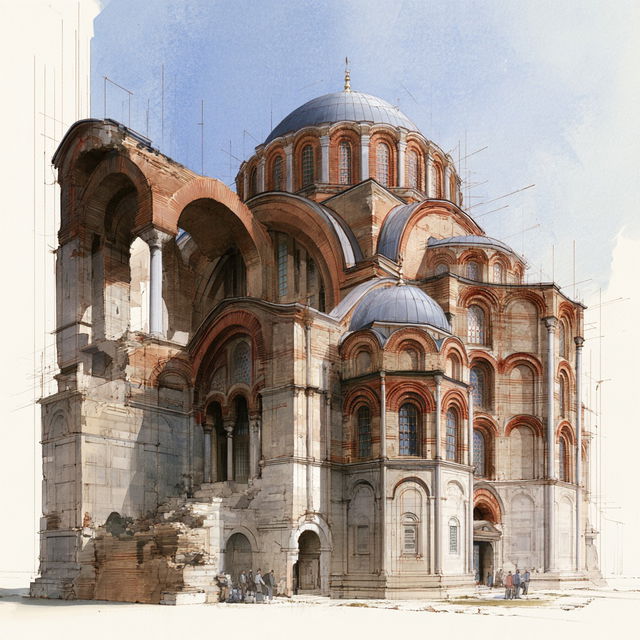 Byzantine architecture style, Midjourney V8.2, render 3 of 4