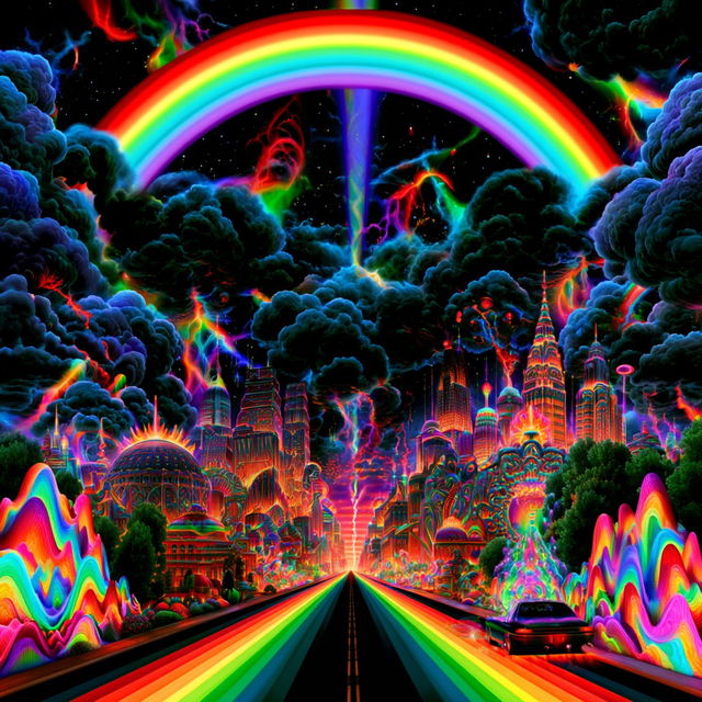 Rainbow Marquee Wilderness style, Midjourney V8.2, render 4 of 4