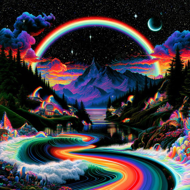 Rainbow Marquee Wilderness style, Midjourney V8.2, render 3 of 4