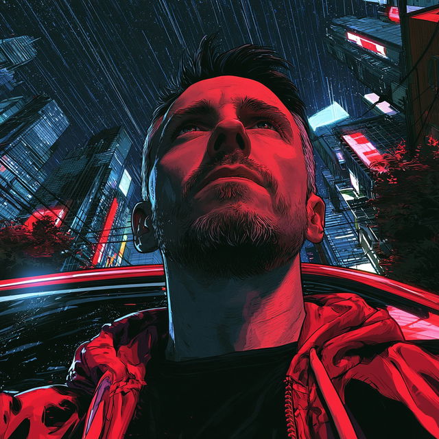 Neon Guttercut style, Midjourney V8.2, render 2 of 4
