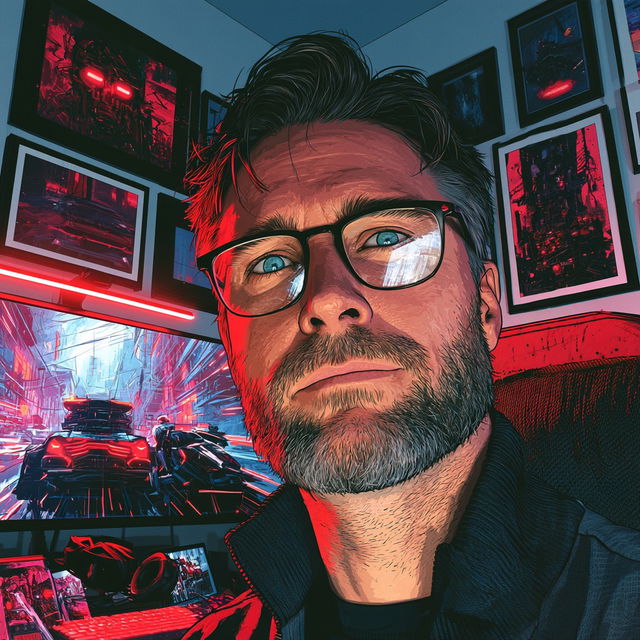 Neon Guttercut style, Midjourney V8.2, render 3 of 4