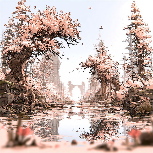 Salmoncel Mechscapes style, Midjourney V8.2, render 2 of 4