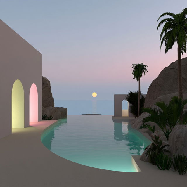 Colonnade Midway style, Midjourney V8.2, render 2 of 4