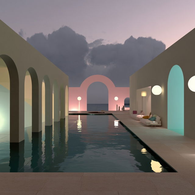 Colonnade Midway style, Midjourney V8.2, render 4 of 4