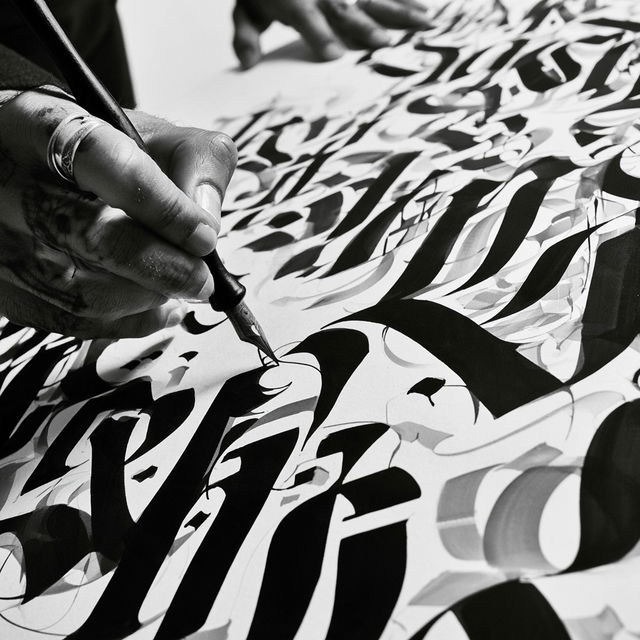 Calligraphy style, Midjourney V8.2, render 2 of 4