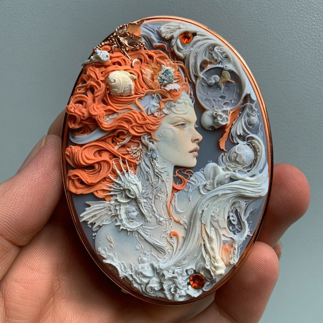 Cameo style, Midjourney V8.2, render 1 of 4