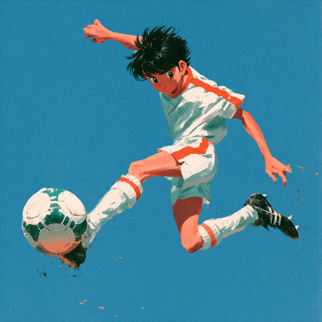 Captain Tsubasa style, Midjourney V8.2, render 3 of 4