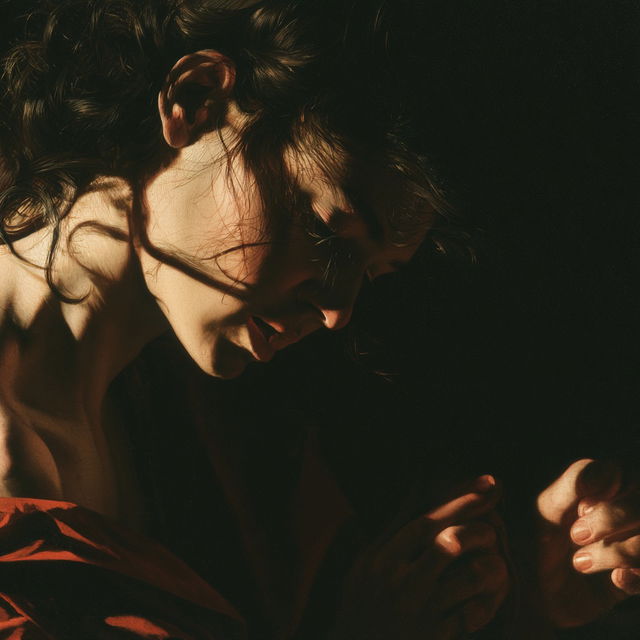 Caravaggio style, Midjourney V8.2, render 2 of 4