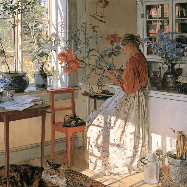 Carl Larsson style, Midjourney V8.2, render 2 of 4
