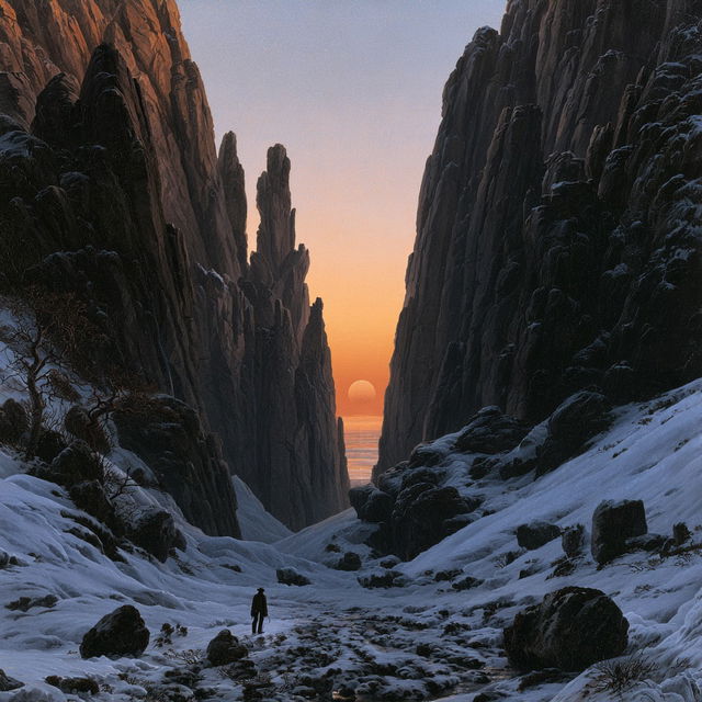 Caspar David Friedrich style, Midjourney V8.2, render 4 of 4
